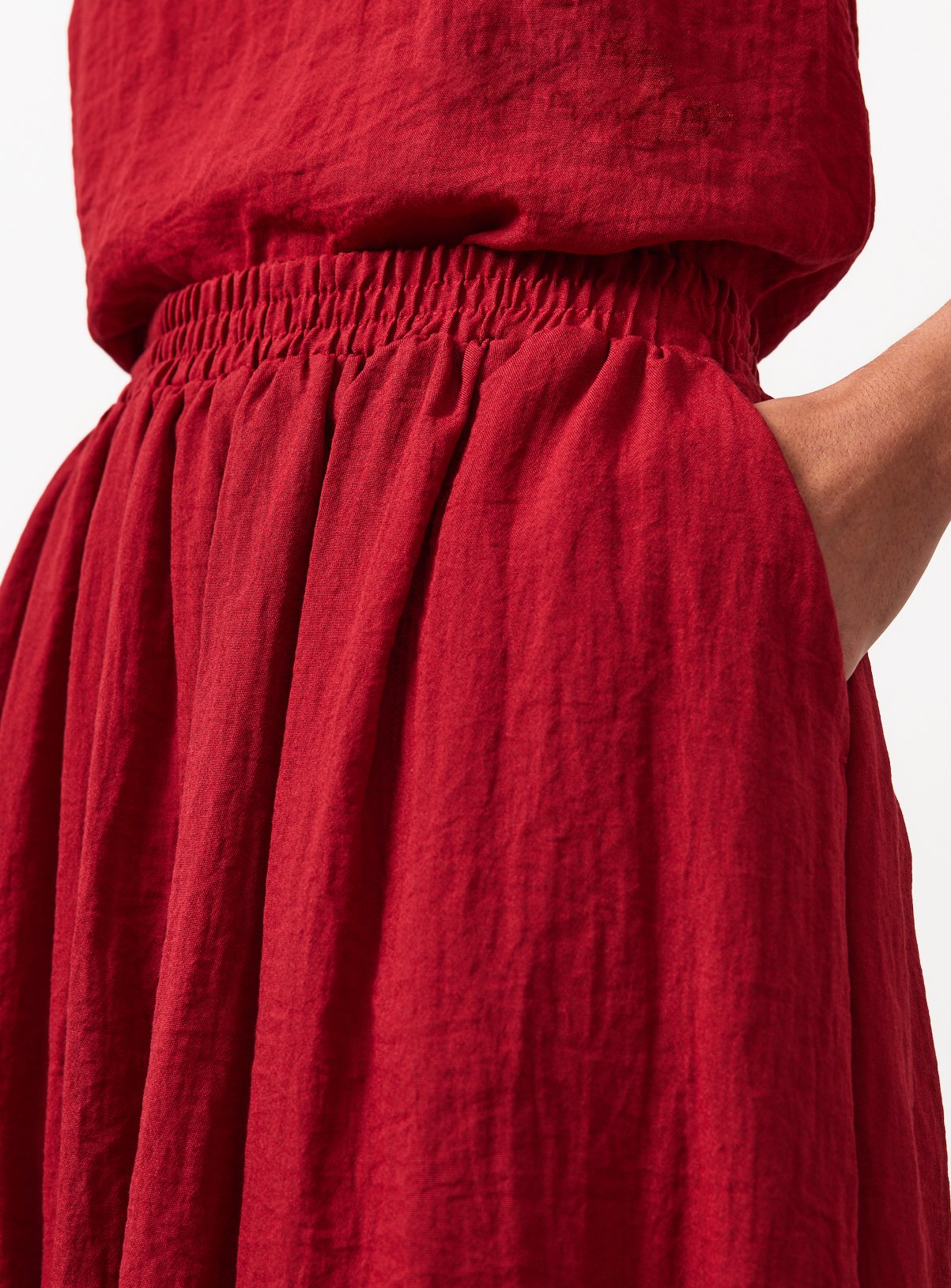 Dark Red Viscose Blend Midaxi Co-ord Skirt 8 - Image 3 thumbnail
